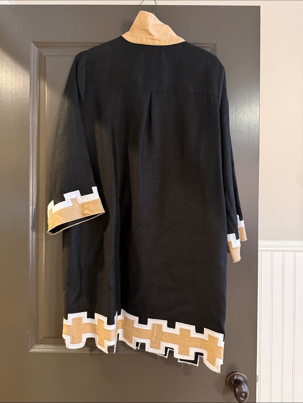 Tuckernuck Black Mini Dress with Tan and White Trim - Picture 5 of 6